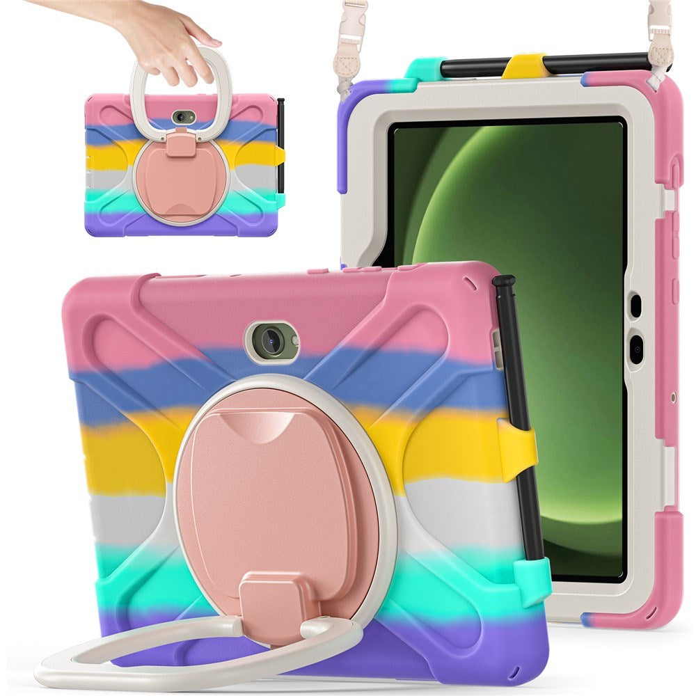 Samsung Galaxy Tab Active5 Pro / Active4 Pro EIDERWOOD Hybrid Plastic Kids Case w. Kickstand & Strap - Multi