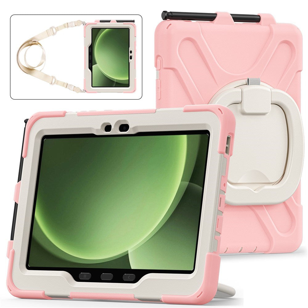 Samsung Galaxy Tab Active5 Pro / Active4 Pro EIDERWOOD Hybrid Plastic Kids Case w. Kickstand & Strap - Pink