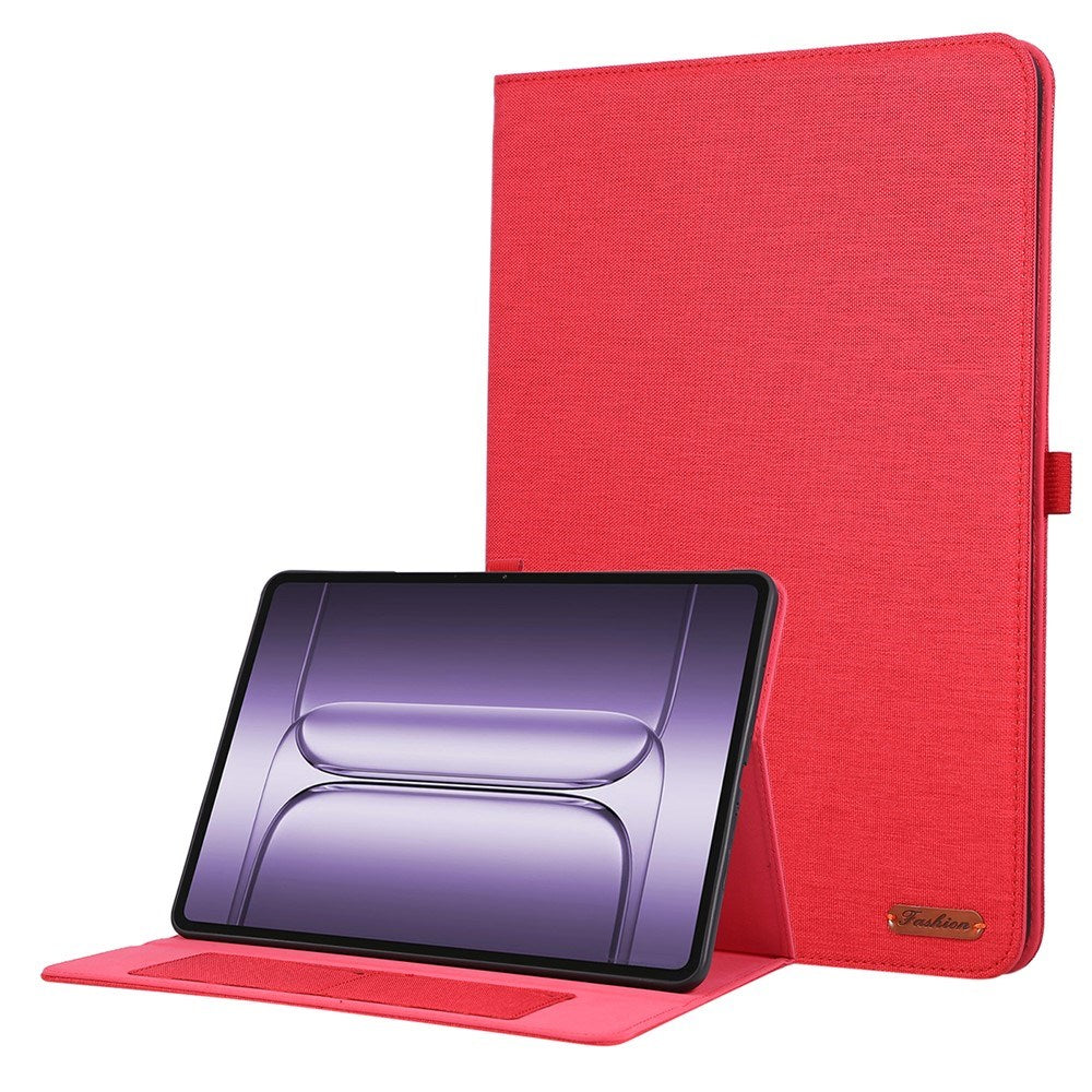 OnePlus Pad 3 Faux Leather Flip Case with Card Holder & Stand Function - Red