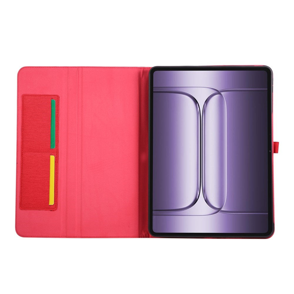 OnePlus Pad 3 Faux Leather Flip Case with Card Holder & Stand Function - Red