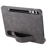 EIDERWOOD Samsung Galaxy Tab S11 Ultra Hard Plastic Faux Leather Coated Case with Handle - Grey