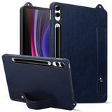 EIDERWOOD Samsung Galaxy Tab S11 Ultra Hard Plastic Faux Leather Coated Case with Handle - Dark Blue