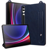 EIDERWOOD Samsung Galaxy Tab S11 Ultra Hard Plastic Faux Leather Coated Case with Handle - Dark Blue