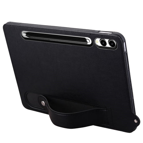 EIDERWOOD Samsung Galaxy Tab S11 Ultra Hard Plastic Faux Leather Coated Case with Handle - Black