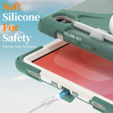 EIDERWOOD Samsung Galaxy Tab S11 Shockproof Case with 360 Degree Rotatable Kickstand & Velcro Strap - Green