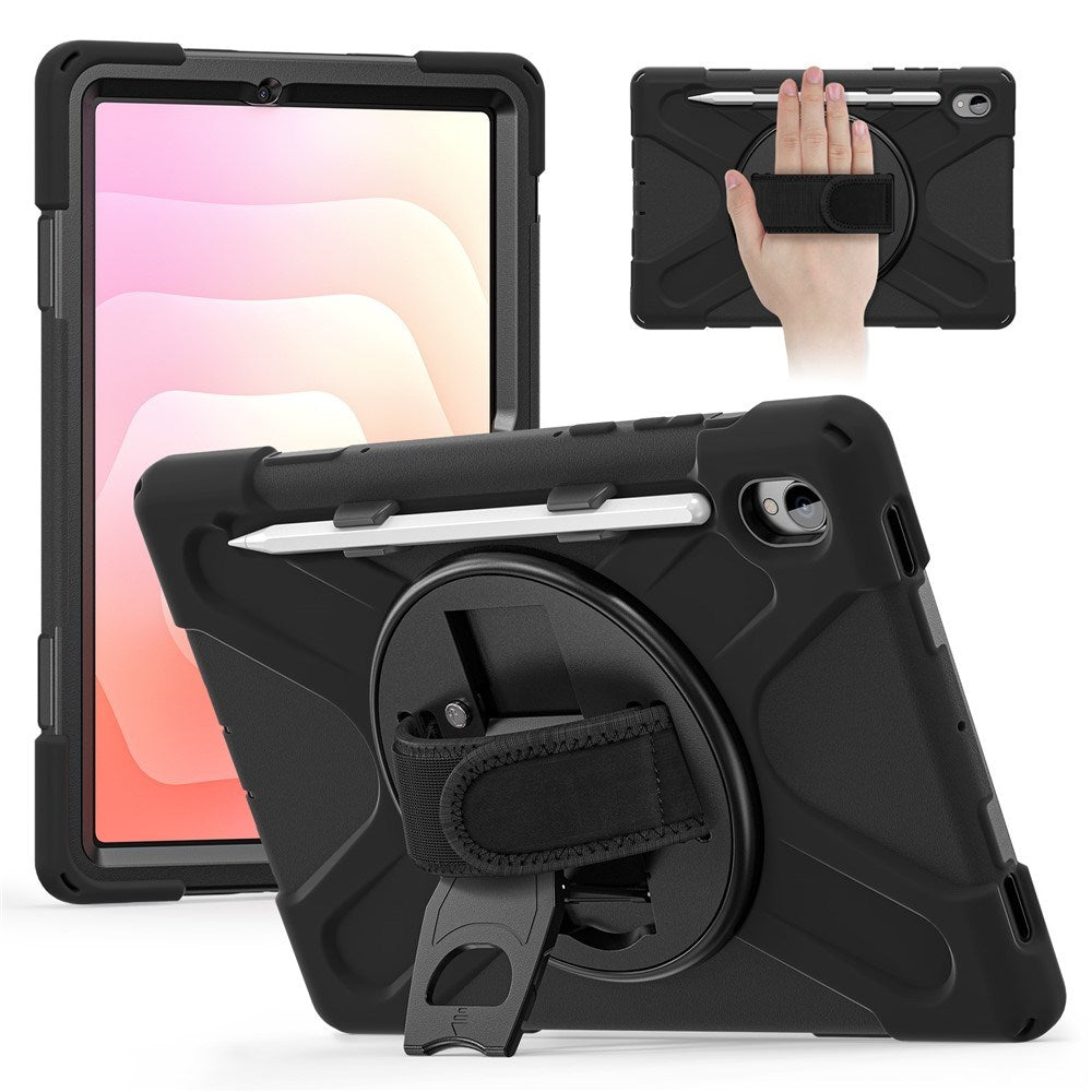 EIDERWOOD Samsung Galaxy Tab S11 Shockproof Case with 360 Degree Rotatable Kickstand & Velcro Strap - Black