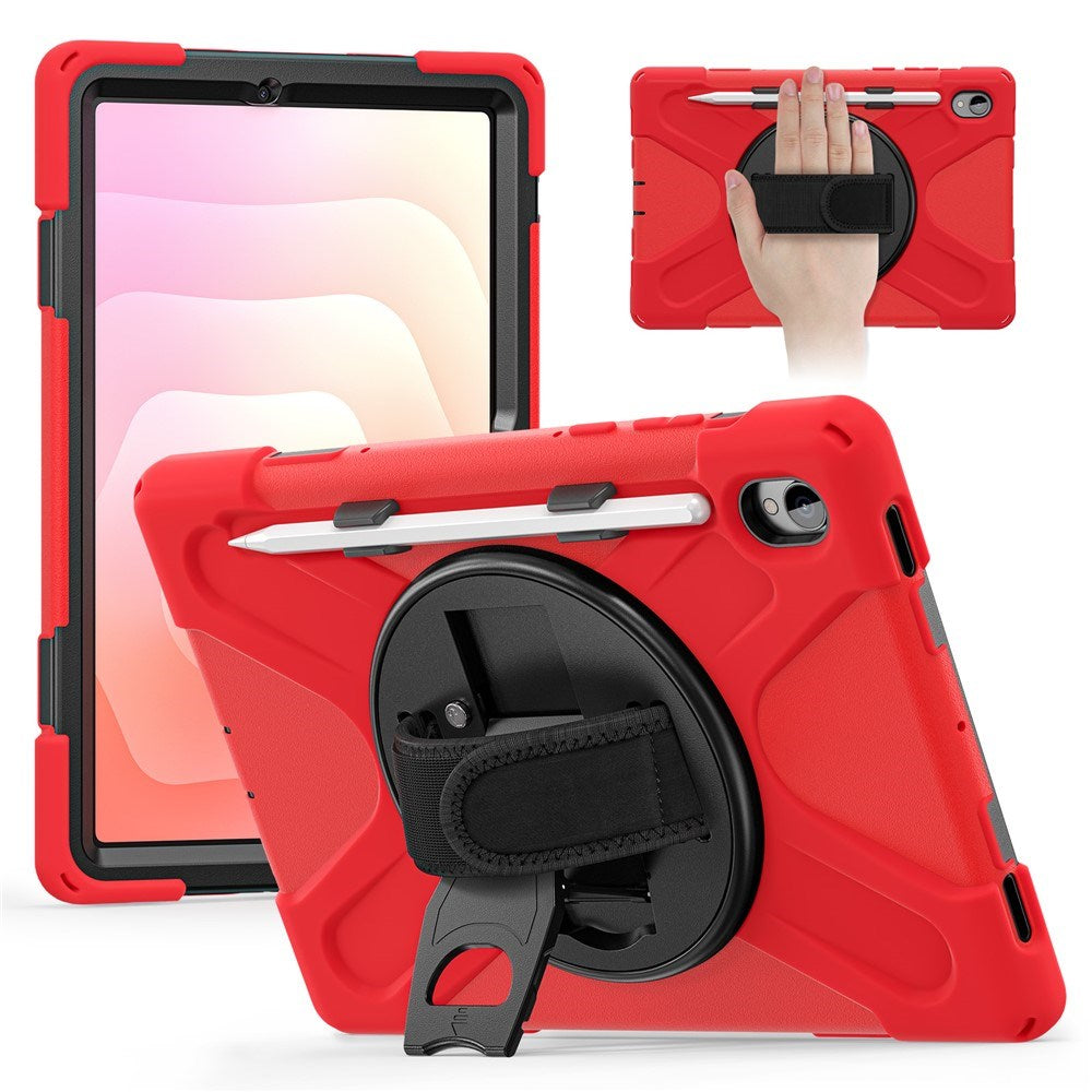 EIDERWOOD Samsung Galaxy Tab S11 Shockproof Case with 360 Degree Rotatable Kickstand & Velcro Strap - Red