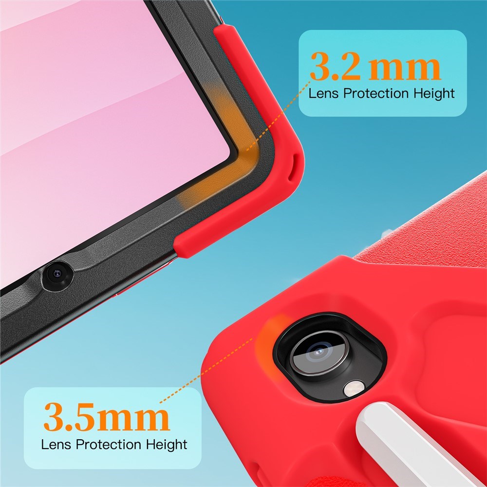 EIDERWOOD Samsung Galaxy Tab S11 Shockproof Case with 360 Degree Rotatable Kickstand & Velcro Strap - Red