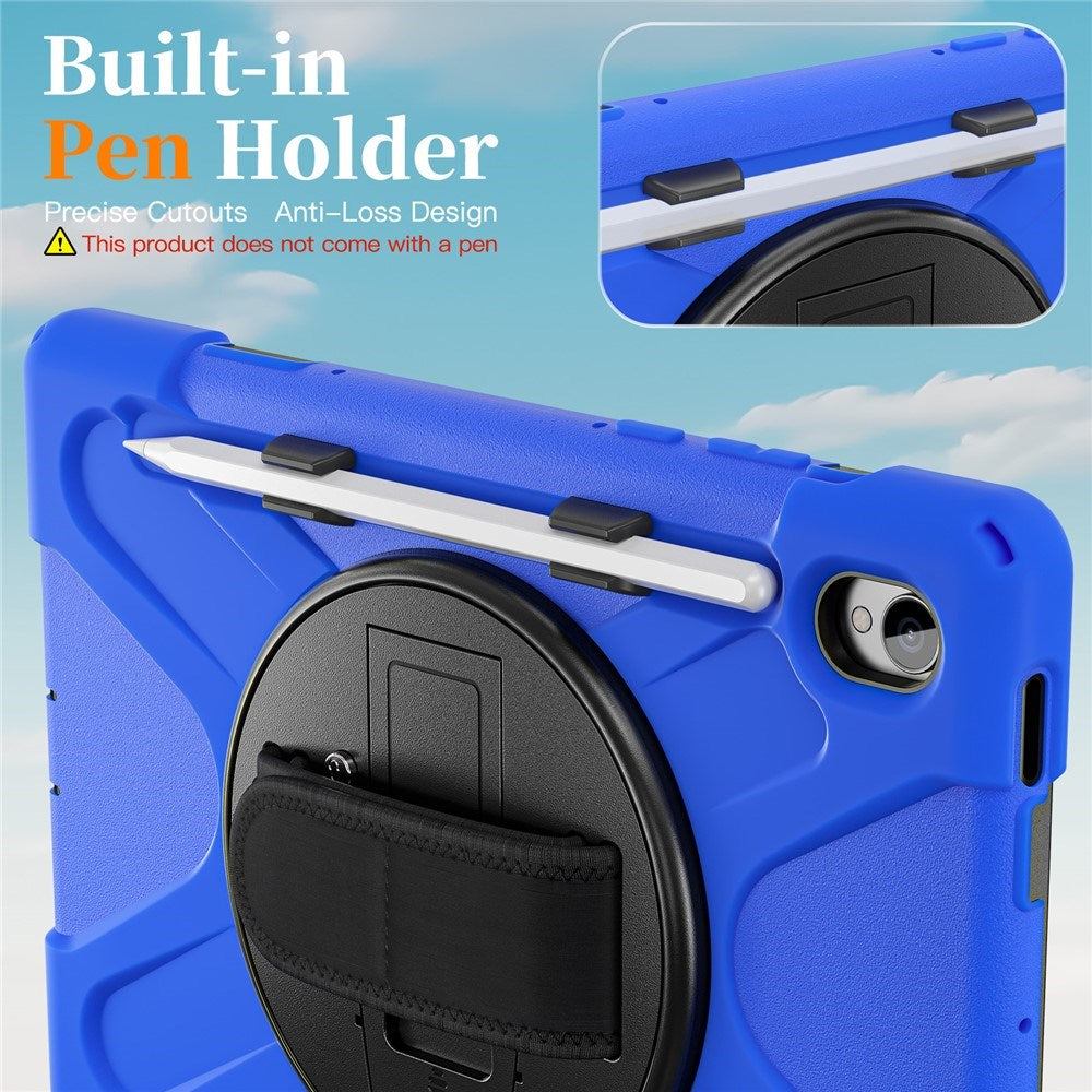 EIDERWOOD Samsung Galaxy Tab S11 Shockproof Case with 360 Degree Rotatable Kickstand & Velcro Strap - Blue