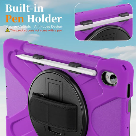 EIDERWOOD Samsung Galaxy Tab S11 Shockproof Case with 360 Degree Rotatable Kickstand & Velcro Strap - Purple