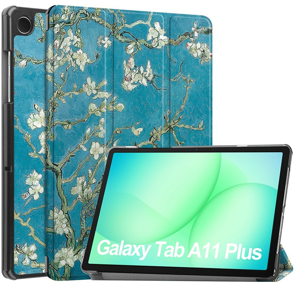 Samsung Galaxy Tab A11+ (Plus) EIDERWOOD Faux Leather Flip Case with Motif - Flowers