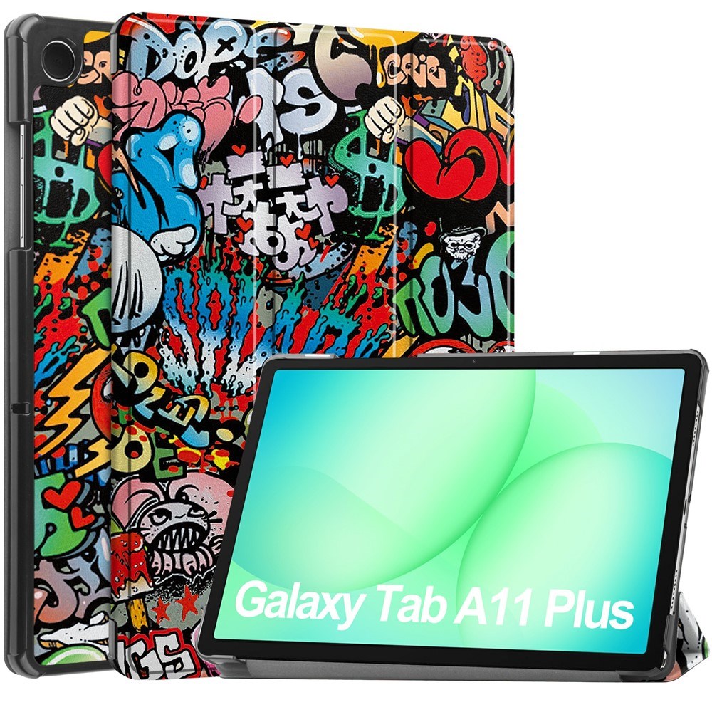 Samsung Galaxy Tab A11+ (Plus) EIDERWOOD Faux Leather Flip Case with Motif - Graffiti
