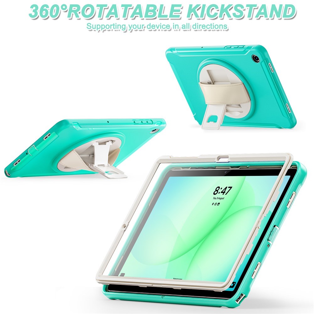 Samsung Galaxy Tab A11+ (Plus) EIDERWOOD Shockproof Case with 360 Degree Rotatable Kickstand - Turquoise