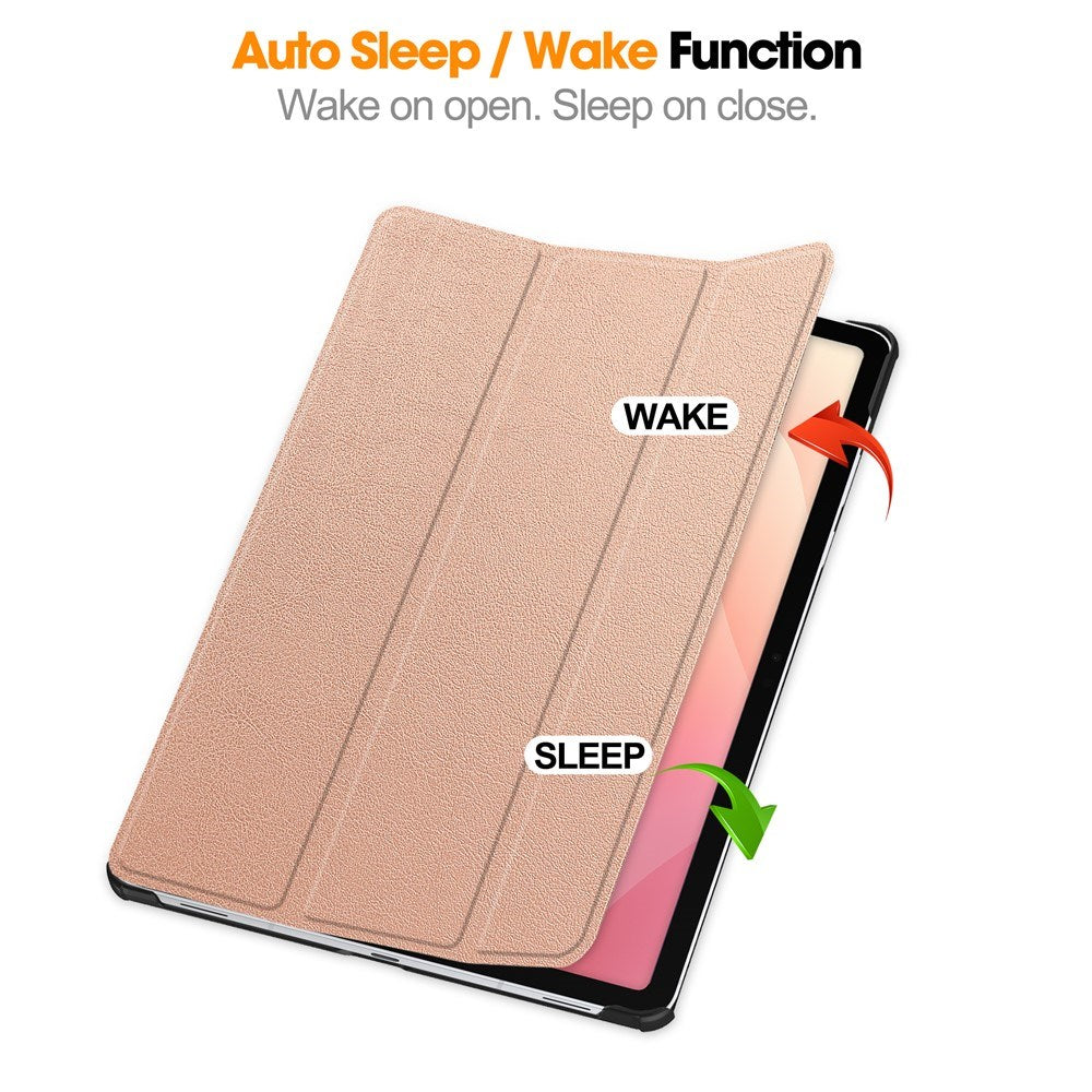 Samsung Galaxy Tab S12+ (Plus) EIDERWOOD Artificial Leather Case with Stand - Rose Gold
