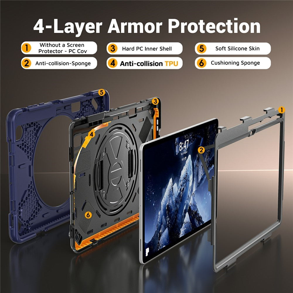 Samsung Galaxy Tab S12+ (Plus) EIDERWOOD Hybrid Rugged Case w. Kickstand - Dark Blue