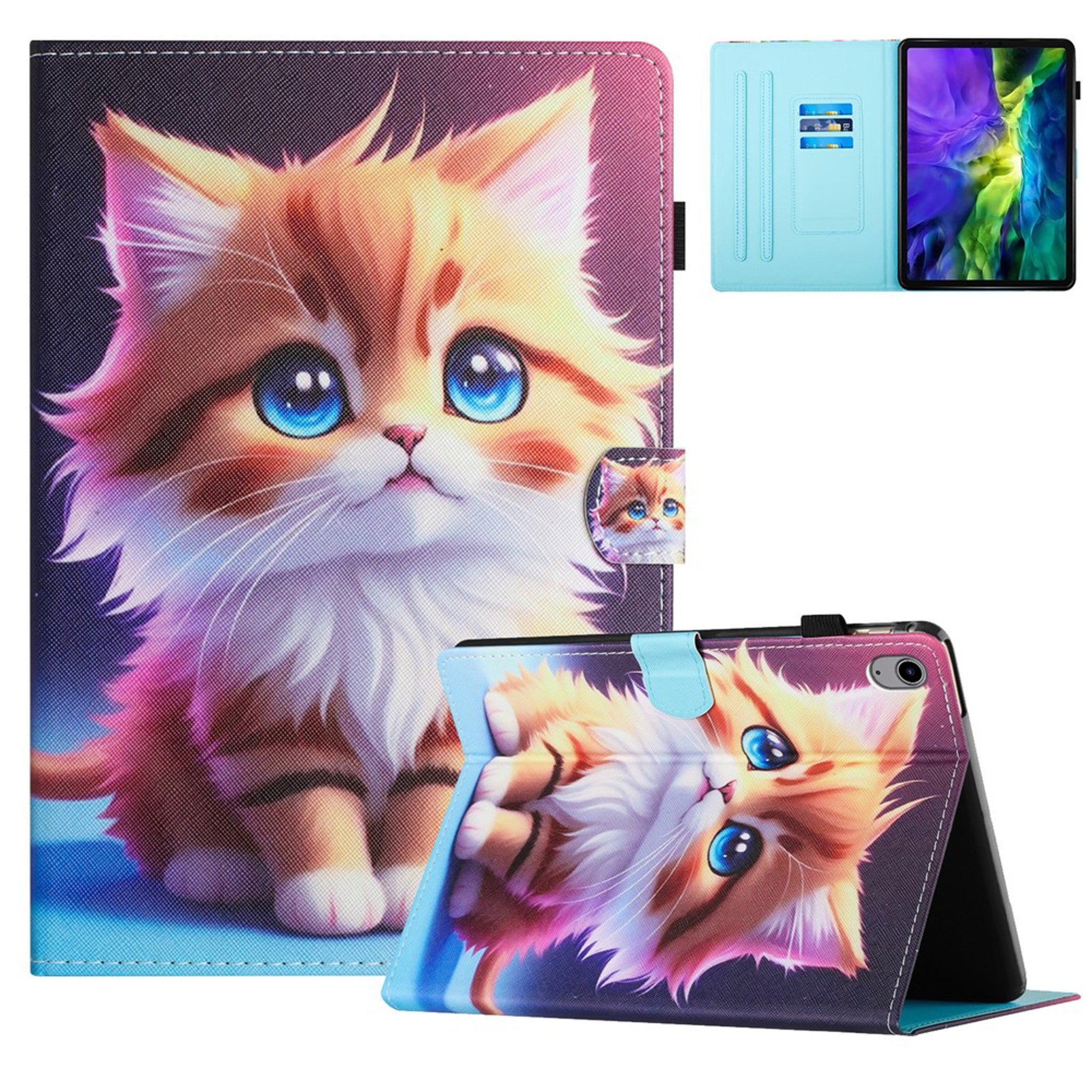 iPad Mini (2026) 8th Gen. EIDERWOOD Faux Leather Flip Case with Card Holder - Cat