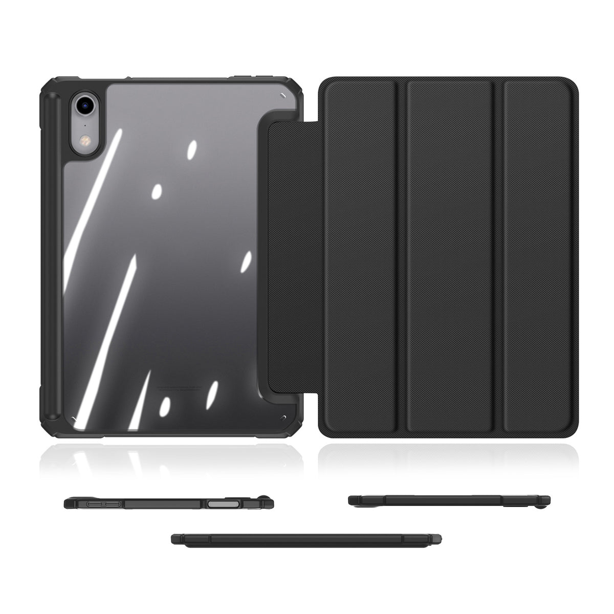 iPad Mini (2026) 8th Gen. DUX DUCIS TOBY Tri-Fold Faux Leather Flip Case with Stand - Black