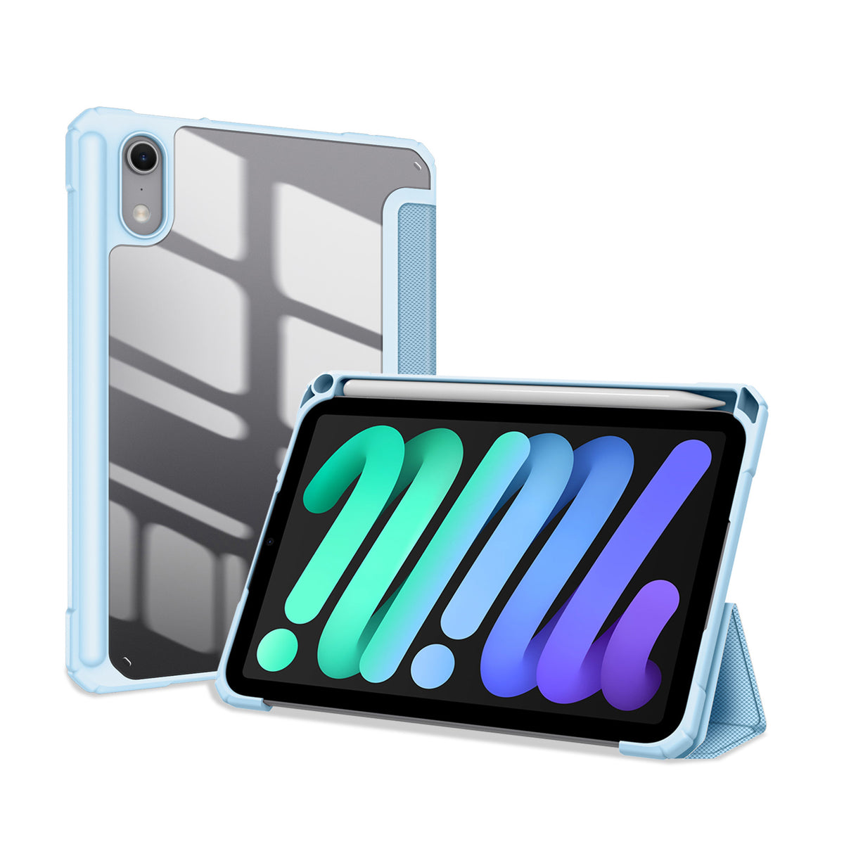 iPad Mini (2026) 8th Gen. DUX DUCIS TOBY Tri-Fold Faux Leather Flip Case with Stand - Blue