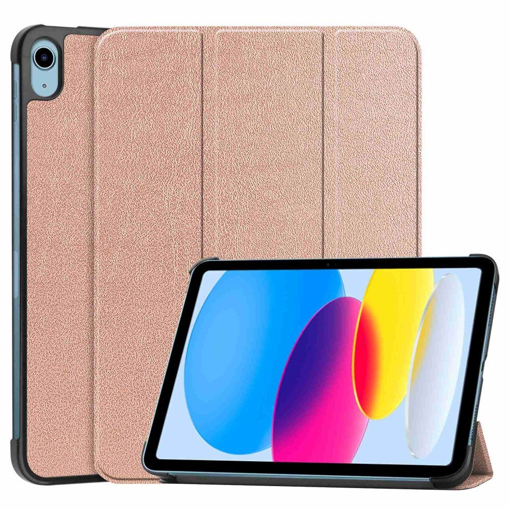 Apple iPad 10.9" (2024/2022) PU Leather Flip Case w. Stand - Rose Gold