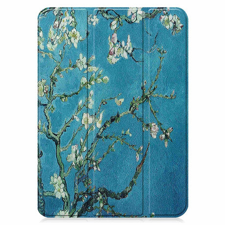 iPad 10.9" (2024/2022) Leather Tri-fold Case - White Flowers