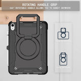 iPad 10.9" (2024/2022) Tough Silicone Cover w. 360 Degree Stand & Carrying Strap - Black