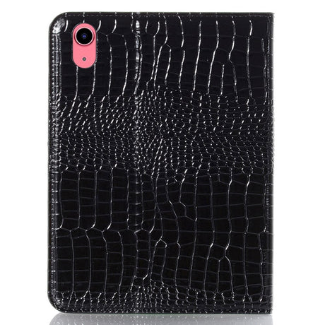 iPad 10.9" (2024/2022) Crocodile Leather Texture Flip Cover w. Stand Function & Card Holder - Black