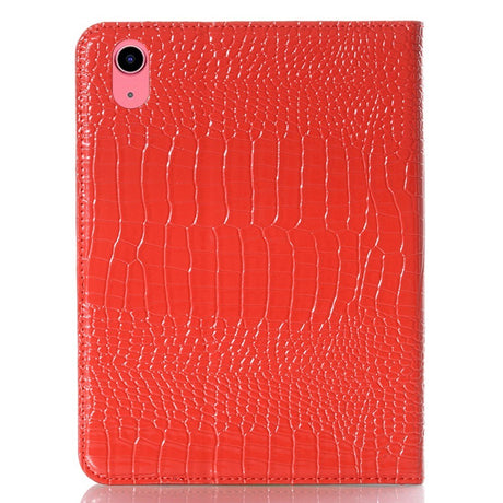 iPad 10.9" (2022) Crocodile Leather Texture Flip Cover w. Stand Function & Card Holder - Red