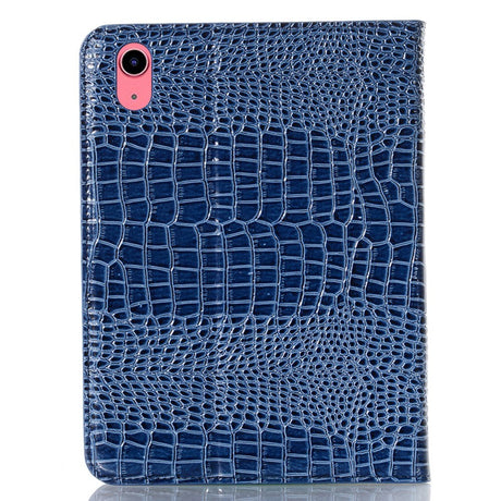 iPad 10.9" (2024/2022) Crocodile Leather Texture Flip Cover w. Stand Function & Card Holder - Blue