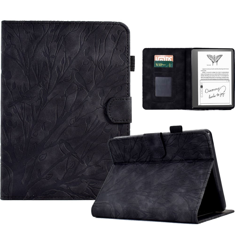 Amazon Kindle 11th Generation (2022) Leather Wallet Case - Tree Imprint - Black