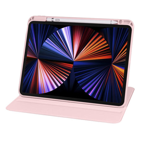 iPad Pro 12.9" (2022 / 2021 / 2020 / 2018) Hybrid Flip Case Apple Pencil Holder - Pink / Transparent