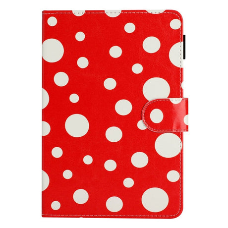 iPad Pro 9.7 (2016) / iPad Air / iPad Air 2 / iPad 9.7 (2017/2018) Leather Flip Case w. Colored Dots - Red / White