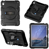 iPad 10.9" (2024/2022) Tough Case w. Hand Holder, Kickstand & Shoulder Strap - Black