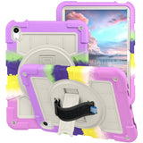 iPad 10.9" (2024/2022) Tough Case w. Hand Holder, Kickstand & Shoulder Strap - Purple / Multi