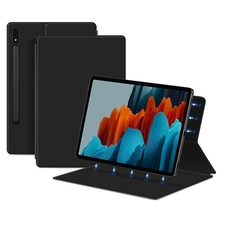 EIDERWOOD Samsung Galaxy Tab S8 / S7 Faux Leather Flip Case with Pen Holder - Black