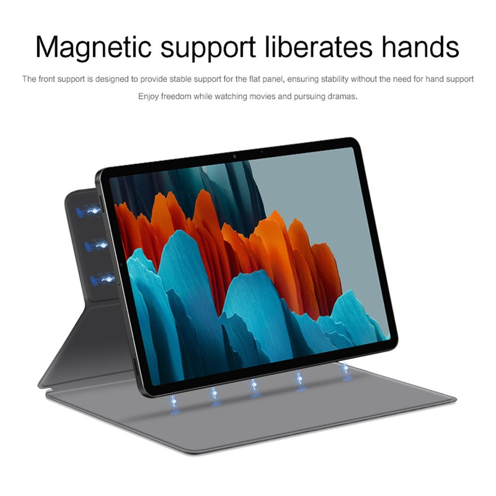 EIDERWOOD Samsung Galaxy Tab S8 / S7 Faux Leather Flip Case with Pen Holder - Grey