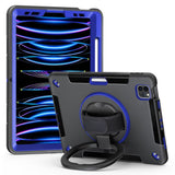 EIDERWOOD iPad Air 10.9-11" (2024-2020) / Pro 11" (2022-2018) Tough Case w. Protective Film & Hand Holder - Black / Cobalt Blue