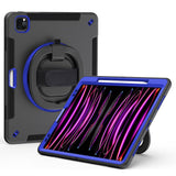 EIDERWOOD iPad Air 13" (2024) / Pro 12.9" (2022 / 2021 / 2020 / 2018) Tough Case w. Protective Film & Shoulder Strap - Black / Cobalt Blue