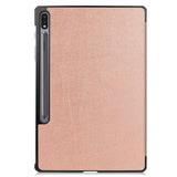 Samsung Galaxy Tab S9+ (Plus) Tri-Fold Leather Case w. Stand - Rose Gold