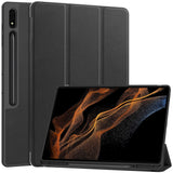 Samsung Galaxy Tab S9 Ultra Tri-Fold Leather Flip Cover with Stand Function & Pencil Holder - Black