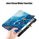 Samsung Galaxy Tab A9+ (Plus) Tri-Fold PU Flip Case with Sleep / Wake-up Function - Water