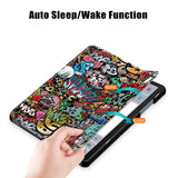 Samsung Galaxy Tab A9+ (Plus) Tri-Fold PU Flip Case with Sleep / Wake-up Function - Graffiti