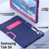 Samsung Galaxy Tab S9 / S9 FE Drop Proof Case with Penholder & Stand - Blue / Pink