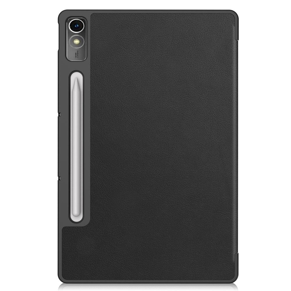 Lenovo Tab P12 Magnetic Tri-Fold Leather Case w. Stand - Black