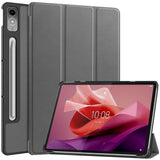 Lenovo Tab P12 Magnetic Tri-Fold Leather Case w. Stand - Grey