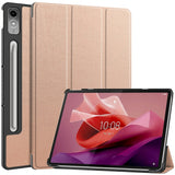 Lenovo Tab P12 Magnetic Tri-Fold Leather Case w. Stand - Rose Gold