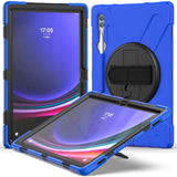 Samsung Galaxy Tab S9 Ultra / S8 Ultra Drop Proof Case w. Hand Holder, Kickstand & Pencil Holder - Blue / Black