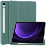 Samsung Galaxy Tab S9 FE Magnetic Tri-Fold Leather Case w. Stand - Green