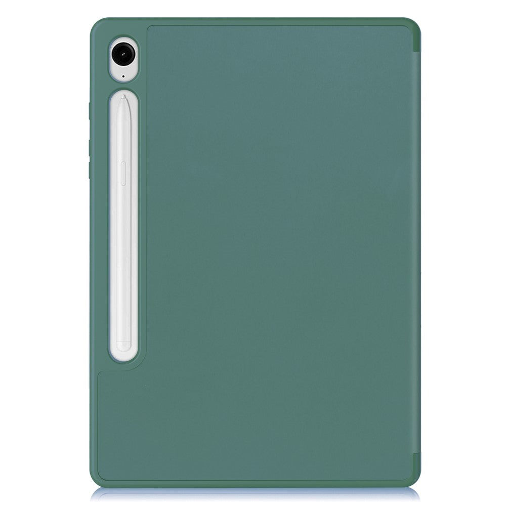 Samsung Galaxy Tab S9 FE Magnetic Tri-Fold Leather Case w. Stand - Green