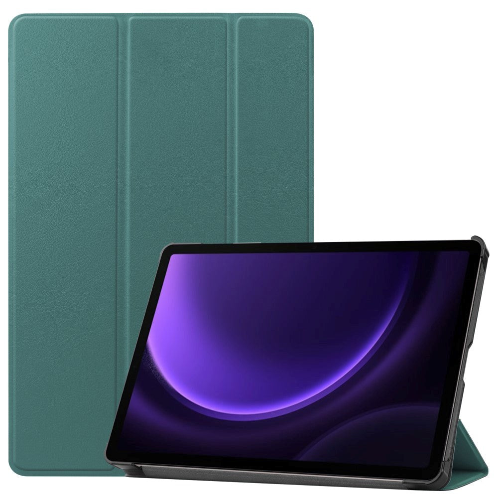 Samsung Galaxy Tab S9 FE Tri-Fold Leather Case w. Stand - Dark Green