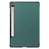 Samsung Galaxy Tab S9 FE Tri-Fold Leather Case w. Stand - Dark Green